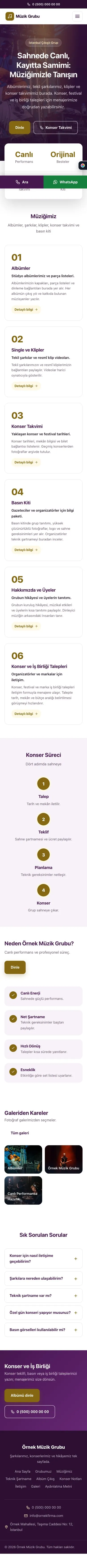 Merkez Mor Amber – Müzik Grubu ve Albüm Tanıtımı Web Sitesi mobil görünümü