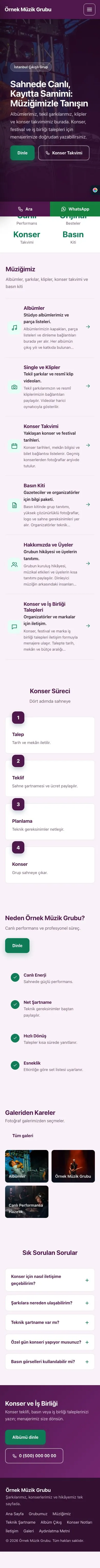 Sol Menü Erik Turkuaz – Müzik Grubu ve Albüm Tanıtımı Web Sitesi mobil görünümü