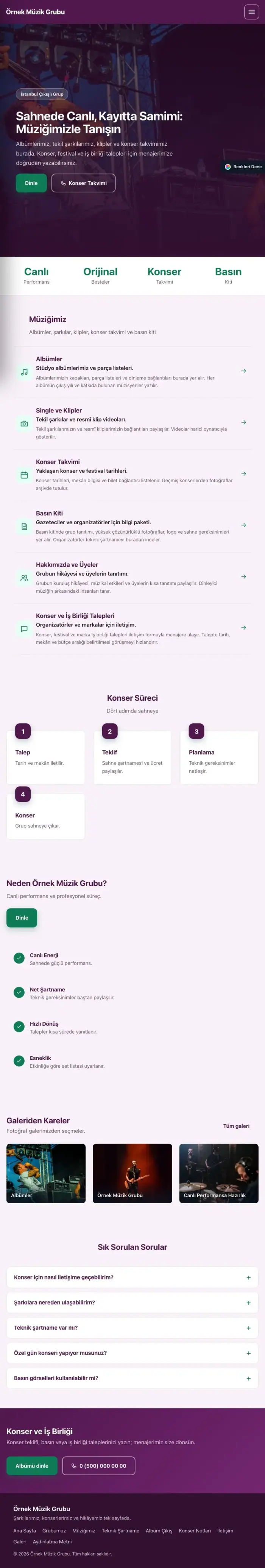 Sol Menü Erik Turkuaz – Müzik Grubu ve Albüm Tanıtımı Web Sitesi tablet görünümü