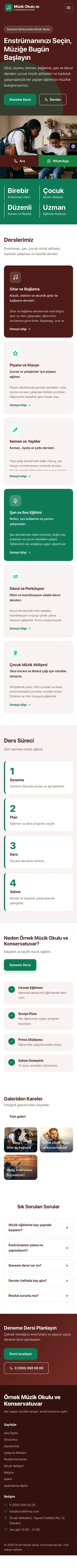 Blok Bordo Turkuaz – Müzik Okulu ve Konservatuvar Web Sitesi mobil görünümü