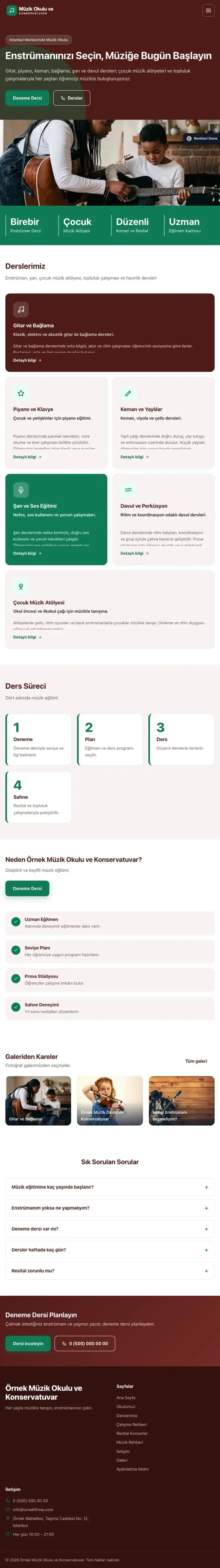 Blok Bordo Turkuaz – Müzik Okulu ve Konservatuvar Web Sitesi tablet görünümü