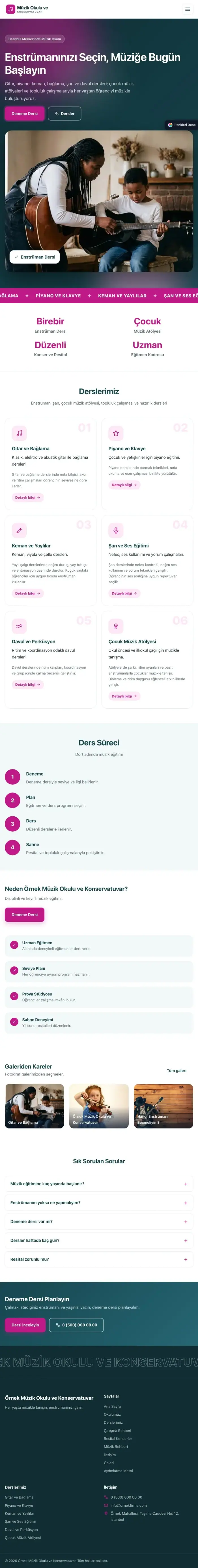 Hareketli Petrol Pembe – Müzik Okulu ve Konservatuvar Web Sitesi tablet görünümü