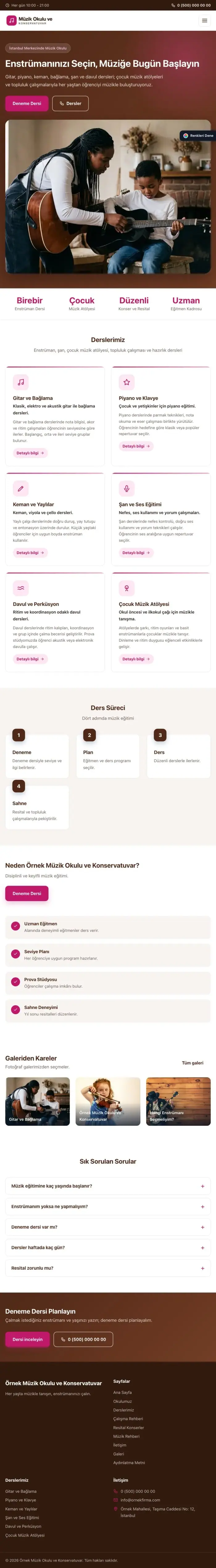 Klasik Kahve Pembe – Müzik Okulu ve Konservatuvar Web Sitesi tablet görünümü