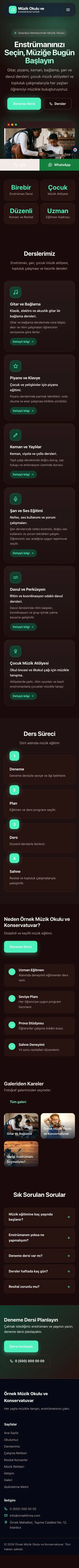 Koyu Modern Bordo Turkuaz – Müzik Okulu ve Konservatuvar Web Sitesi mobil görünümü