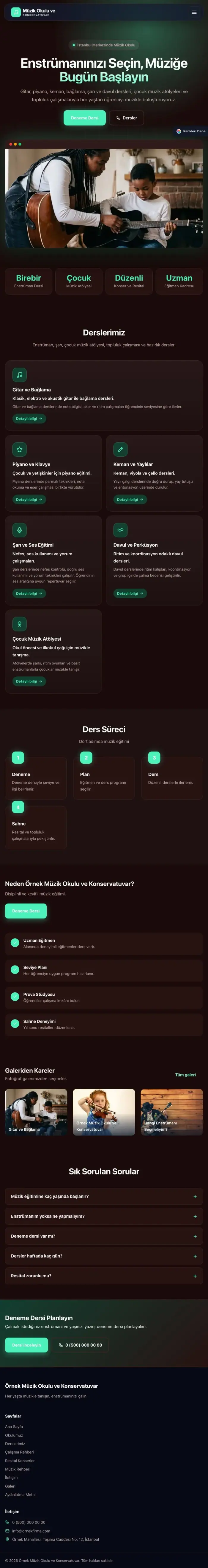 Koyu Modern Bordo Turkuaz – Müzik Okulu ve Konservatuvar Web Sitesi tablet görünümü