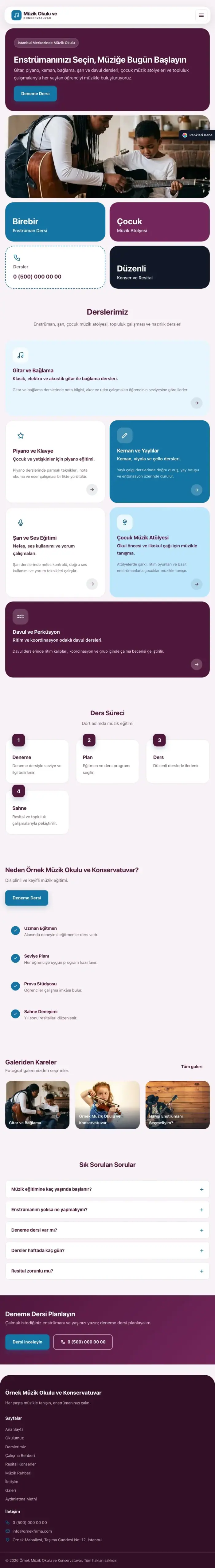 Mozaik Erik Mavi – Müzik Okulu ve Konservatuvar Web Sitesi tablet görünümü
