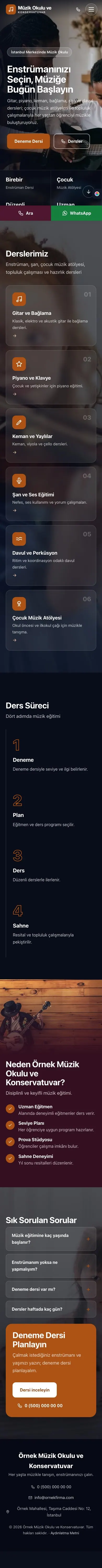 Tam Ekran Erik Turuncu – Müzik Okulu ve Konservatuvar Web Sitesi mobil görünümü