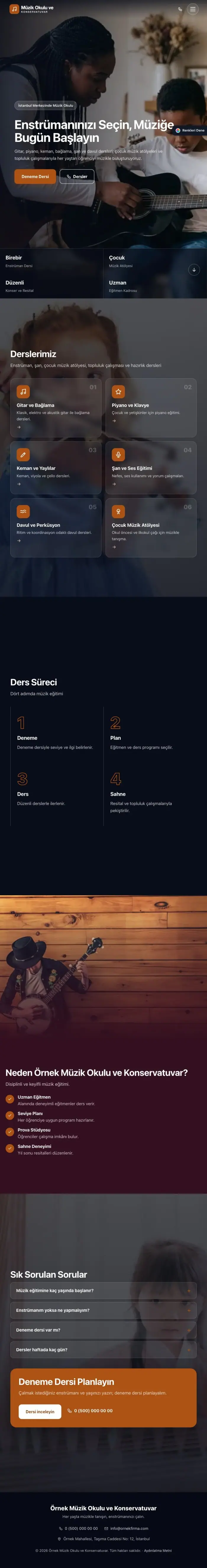 Tam Ekran Erik Turuncu – Müzik Okulu ve Konservatuvar Web Sitesi tablet görünümü