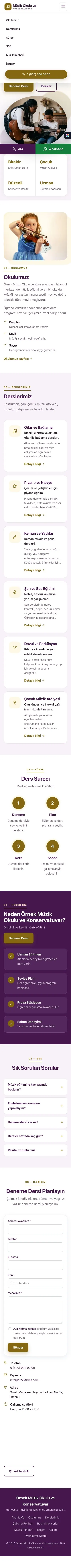 Tek Sayfa Mor Amber – Müzik Okulu ve Konservatuvar Web Sitesi mobil görünümü