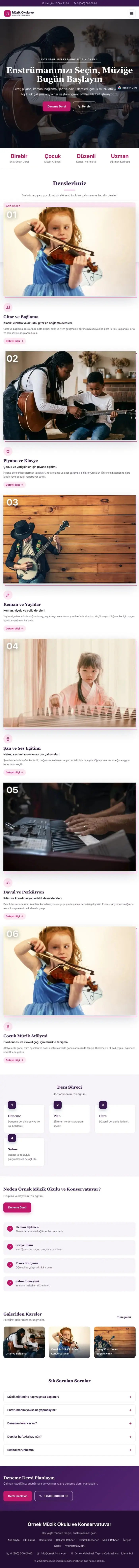 Zigzag Mor Pembe – Müzik Okulu ve Konservatuvar Web Sitesi tablet görünümü