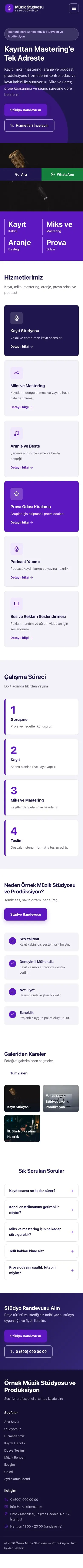 Blok Lacivert Mor – Müzik Stüdyosu ve Prodüksiyon Web Sitesi mobil görünümü
