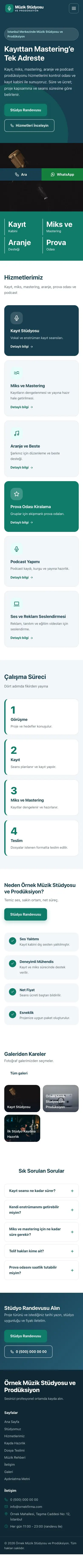 Blok Mavi Turkuaz – Müzik Stüdyosu ve Prodüksiyon Web Sitesi mobil görünümü