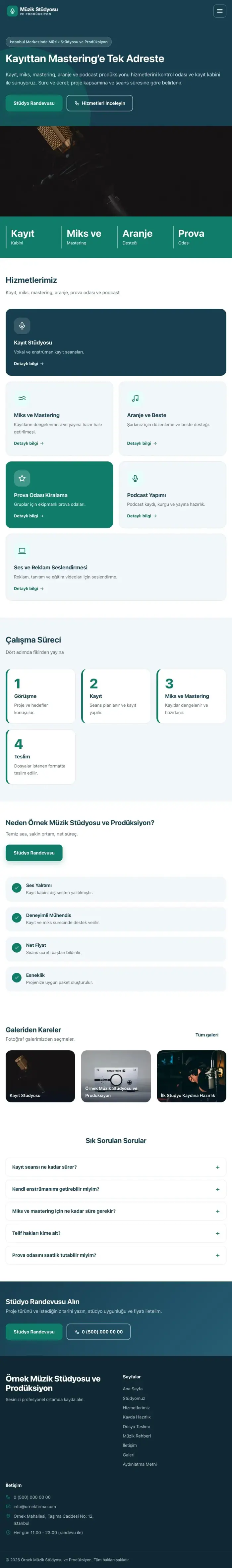 Blok Mavi Turkuaz – Müzik Stüdyosu ve Prodüksiyon Web Sitesi tablet görünümü
