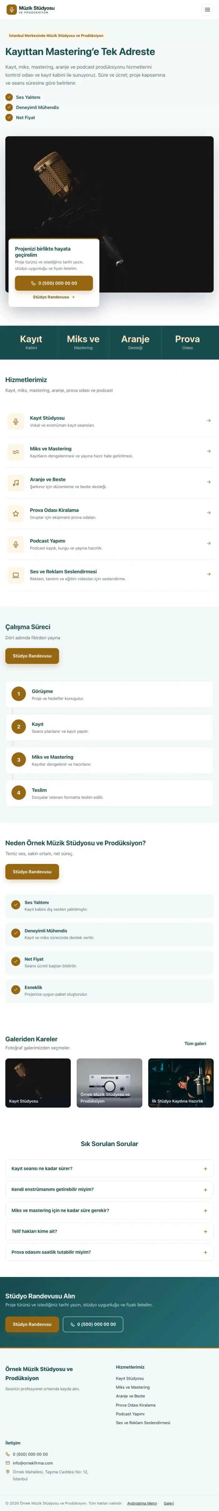 Bölünmüş Petrol Turuncu – Müzik Stüdyosu ve Prodüksiyon Web Sitesi tablet görünümü