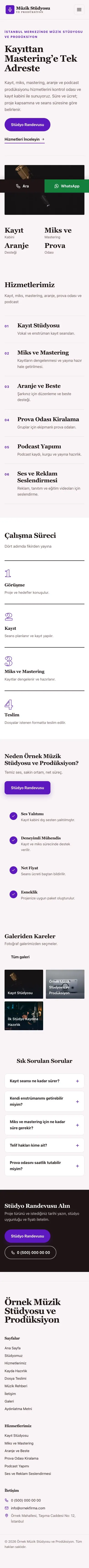 Dergi Editoryal Bordo Mor – Müzik Stüdyosu ve Prodüksiyon Web Sitesi mobil görünümü
