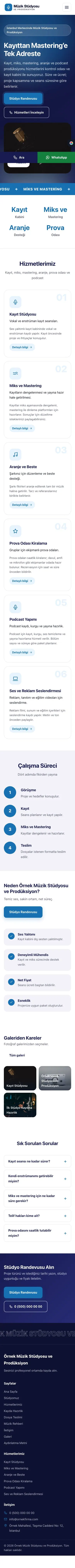 Hareketli Lacivert Mavi – Müzik Stüdyosu ve Prodüksiyon Web Sitesi mobil görünümü