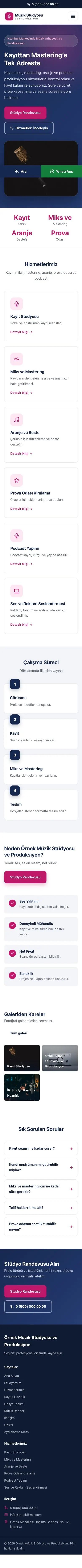 Klasik Mavi Pembe – Müzik Stüdyosu ve Prodüksiyon Web Sitesi mobil görünümü