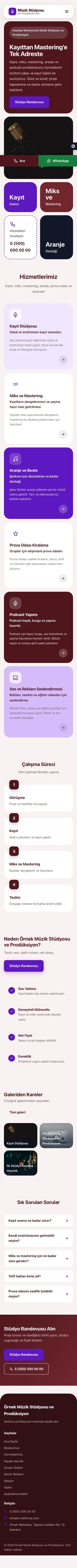 Mozaik Bordo Mor – Müzik Stüdyosu ve Prodüksiyon Web Sitesi mobil görünümü