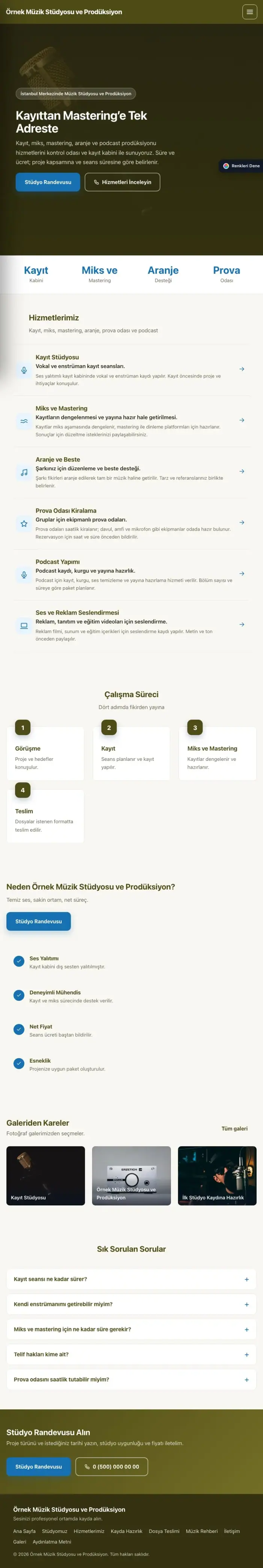 Sol Menü Zeytin Mavi – Müzik Stüdyosu ve Prodüksiyon Web Sitesi tablet görünümü