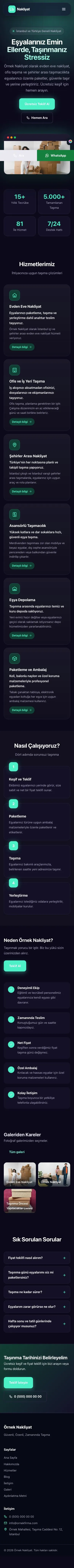 Koyu Modern Lacivert Turkuaz – Nakliyat Web Sitesi mobil görünümü