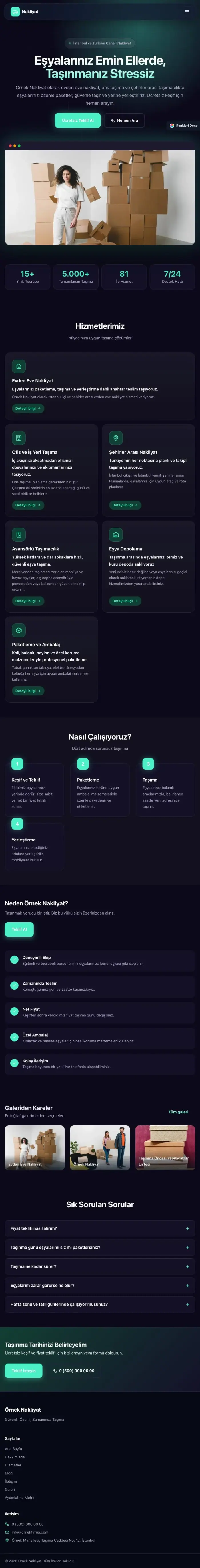 Koyu Modern Lacivert Turkuaz – Nakliyat Web Sitesi tablet görünümü