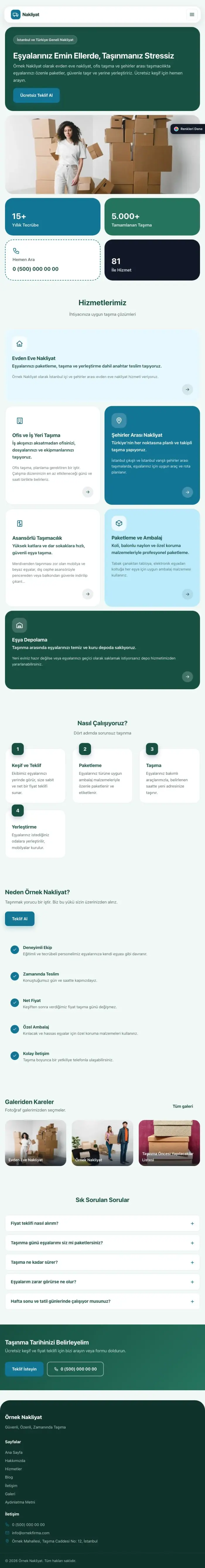 Mozaik Petrol Turkuaz – Nakliyat Web Sitesi tablet görünümü