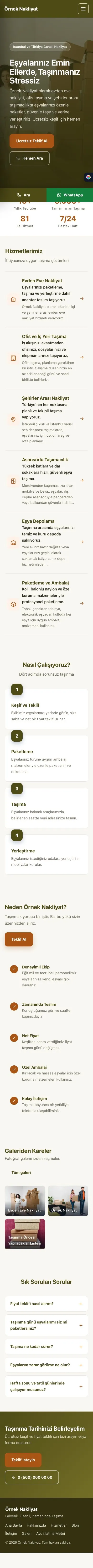 Sol Menü Zeytin Turuncu – Nakliyat Web Sitesi mobil görünümü