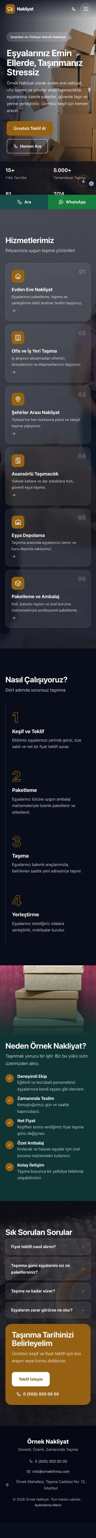 Tam Ekran Petrol Turuncu – Nakliyat Web Sitesi mobil görünümü