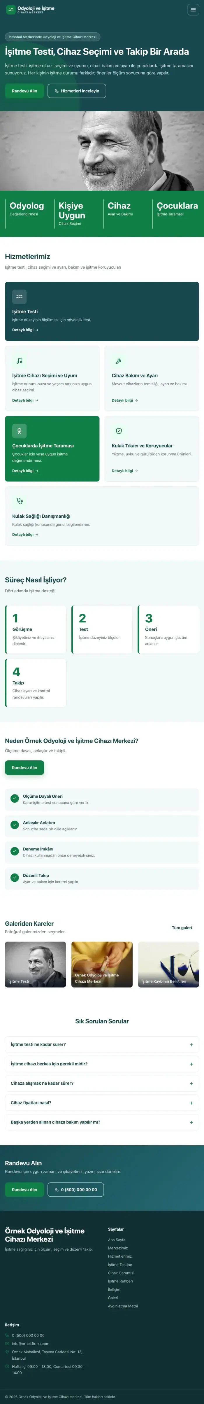 Blok Petrol Yeşil – Odyoloji ve İşitme Cihazı Merkezi Web Sitesi tablet görünümü