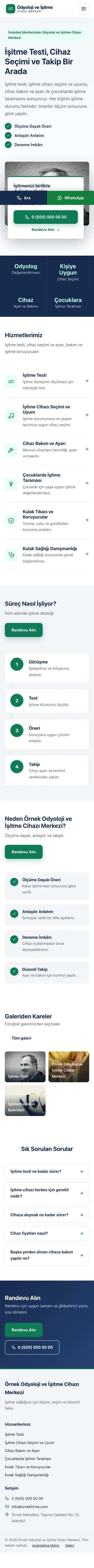 Bölünmüş Mavi Turkuaz – Odyoloji ve İşitme Cihazı Merkezi Web Sitesi mobil görünümü