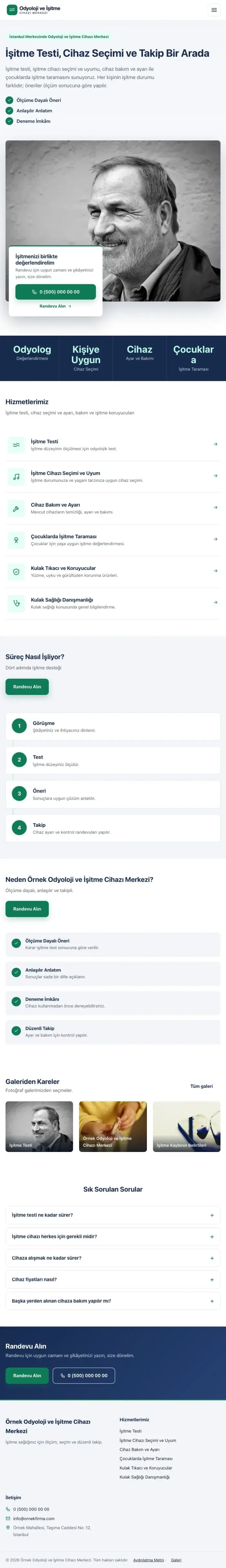 Bölünmüş Mavi Turkuaz – Odyoloji ve İşitme Cihazı Merkezi Web Sitesi tablet görünümü