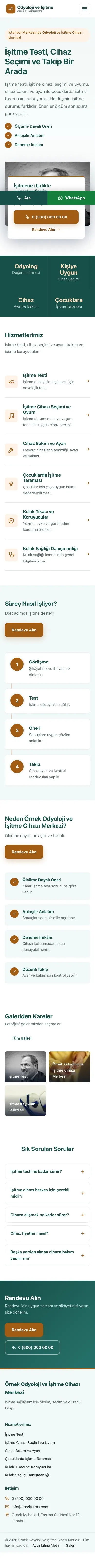 Bölünmüş Petrol Turuncu – Odyoloji ve İşitme Cihazı Merkezi Web Sitesi mobil görünümü
