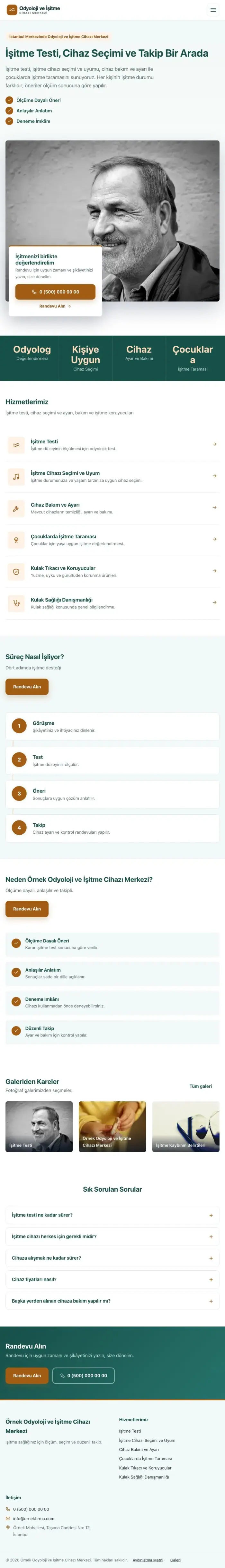 Bölünmüş Petrol Turuncu – Odyoloji ve İşitme Cihazı Merkezi Web Sitesi tablet görünümü