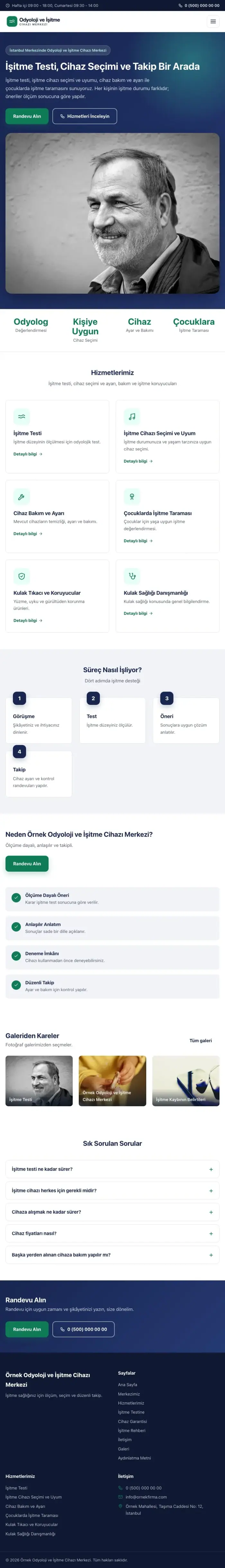 Klasik Lacivert Turkuaz – Odyoloji ve İşitme Cihazı Merkezi Web Sitesi tablet görünümü