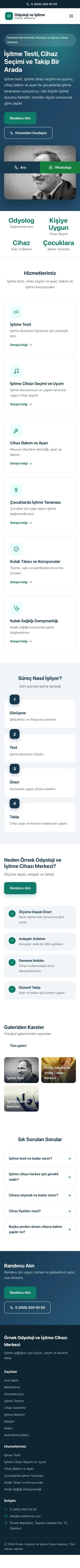 Klasik Mavi Turkuaz – Odyoloji ve İşitme Cihazı Merkezi Web Sitesi mobil görünümü