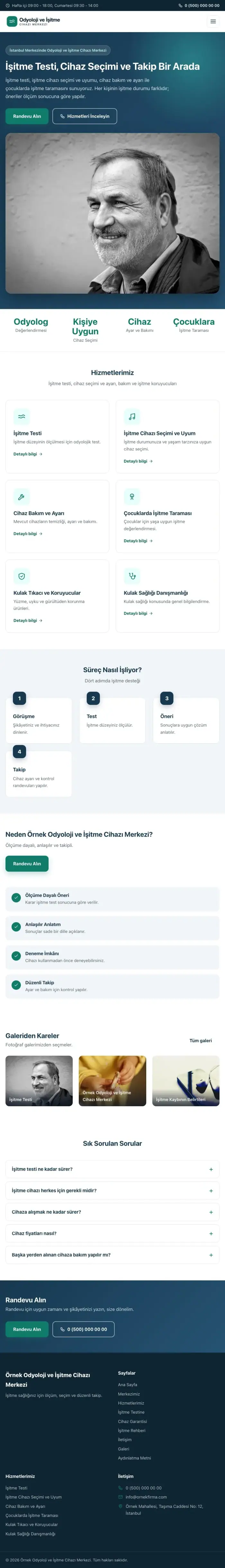 Klasik Mavi Turkuaz – Odyoloji ve İşitme Cihazı Merkezi Web Sitesi tablet görünümü