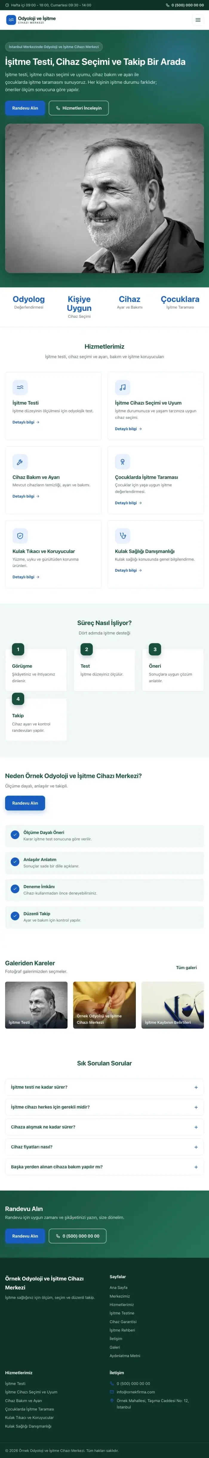Klasik Petrol Mavi – Odyoloji ve İşitme Cihazı Merkezi Web Sitesi tablet görünümü