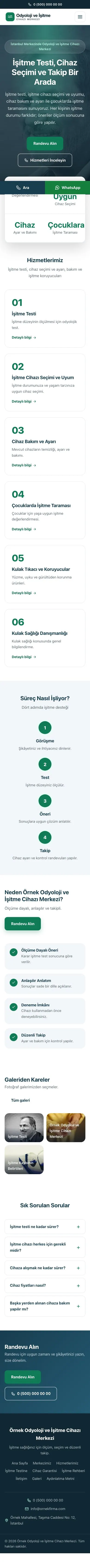 Merkez Mavi Turkuaz – Odyoloji ve İşitme Cihazı Merkezi Web Sitesi mobil görünümü
