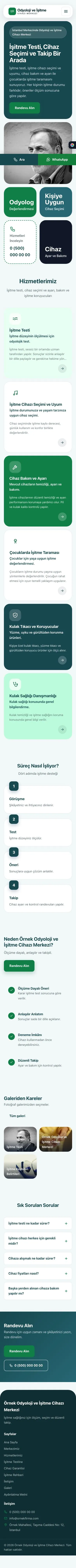 Mozaik Petrol Yeşil – Odyoloji ve İşitme Cihazı Merkezi Web Sitesi mobil görünümü