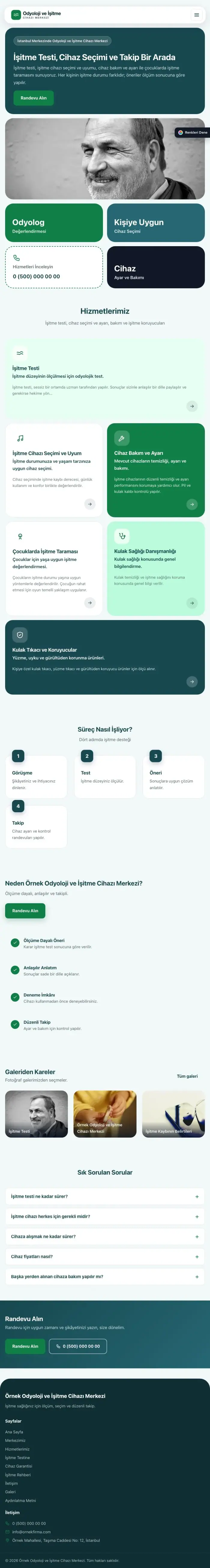 Mozaik Petrol Yeşil – Odyoloji ve İşitme Cihazı Merkezi Web Sitesi tablet görünümü