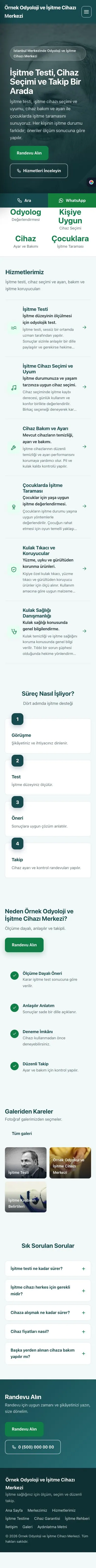 Sol Menü Petrol Yeşil – Odyoloji ve İşitme Cihazı Merkezi Web Sitesi mobil görünümü