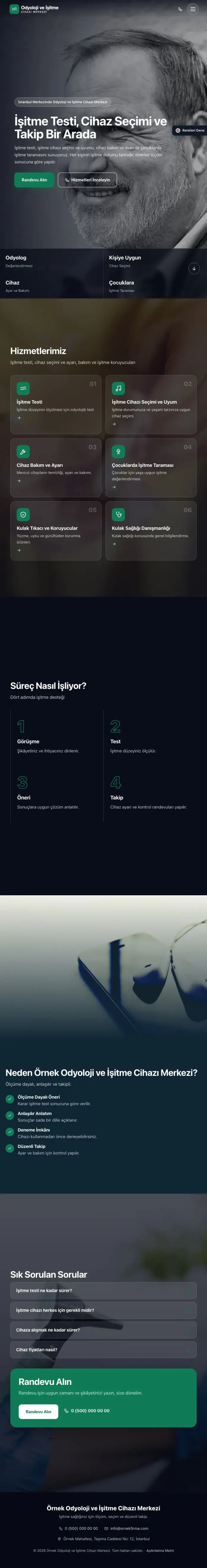 Tam Ekran Mavi Turkuaz – Odyoloji ve İşitme Cihazı Merkezi Web Sitesi tablet görünümü