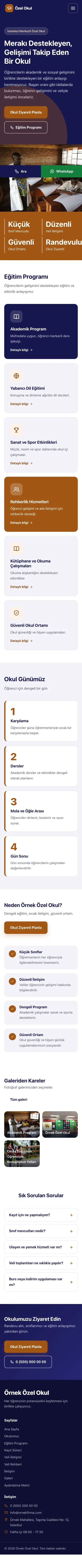 Blok Lacivert Turuncu – Okul Web Sitesi mobil görünümü