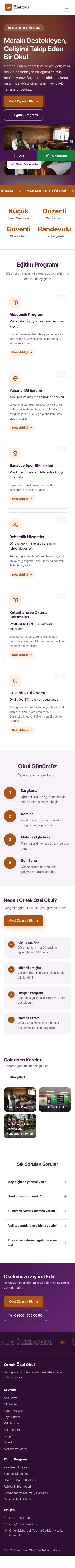 Hareketli Mor Turuncu – Okul Web Sitesi mobil görünümü