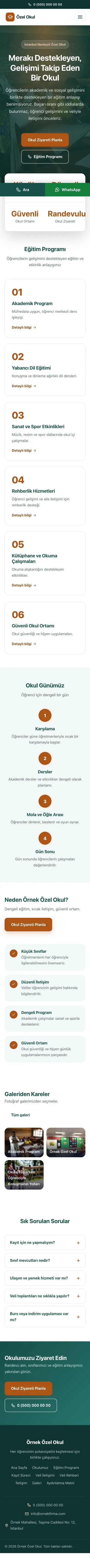 Merkez Petrol Turuncu – Okul Web Sitesi mobil görünümü