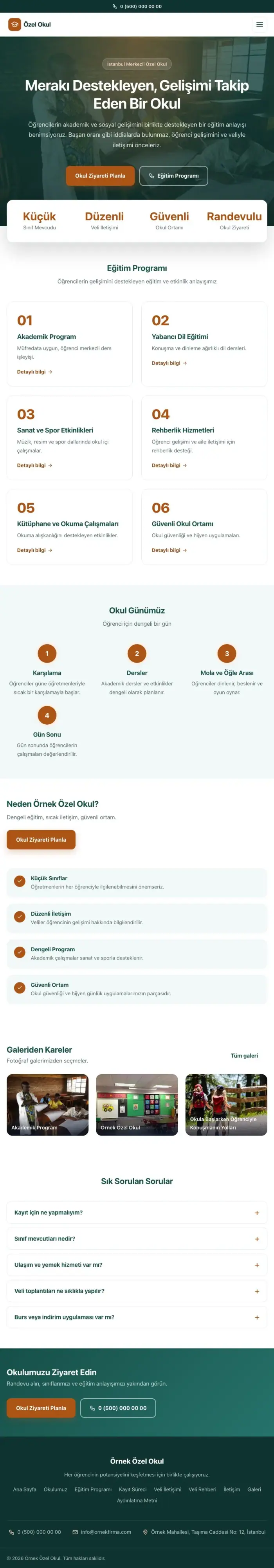 Merkez Petrol Turuncu – Okul Web Sitesi tablet görünümü