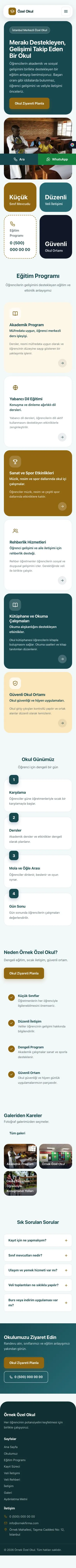 Mozaik Petrol Amber – Okul Web Sitesi mobil görünümü
