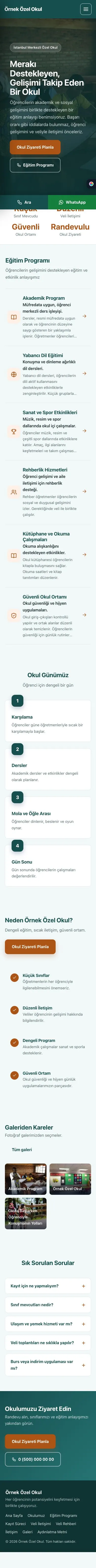 Sol Menü Petrol Turuncu – Okul Web Sitesi mobil görünümü