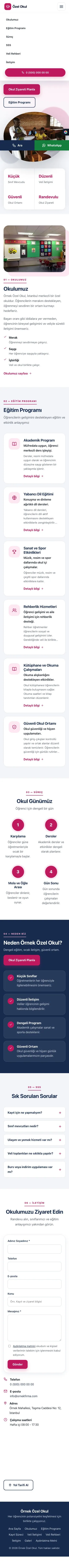 Tek Sayfa Mavi Pembe – Okul Web Sitesi mobil görünümü