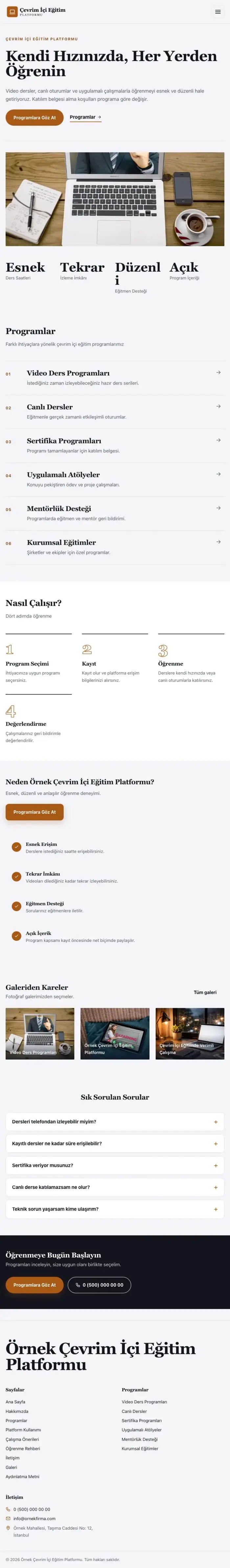 Editoryal Lacivert Turuncu – Online Eğitim Platformu Web Sitesi tablet görünümü